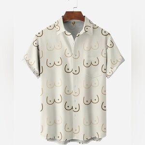 Men's short sleeve Boobs print shirt, Neutral/Khaki